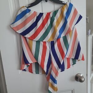 Tyche Red and Green Striped Top
